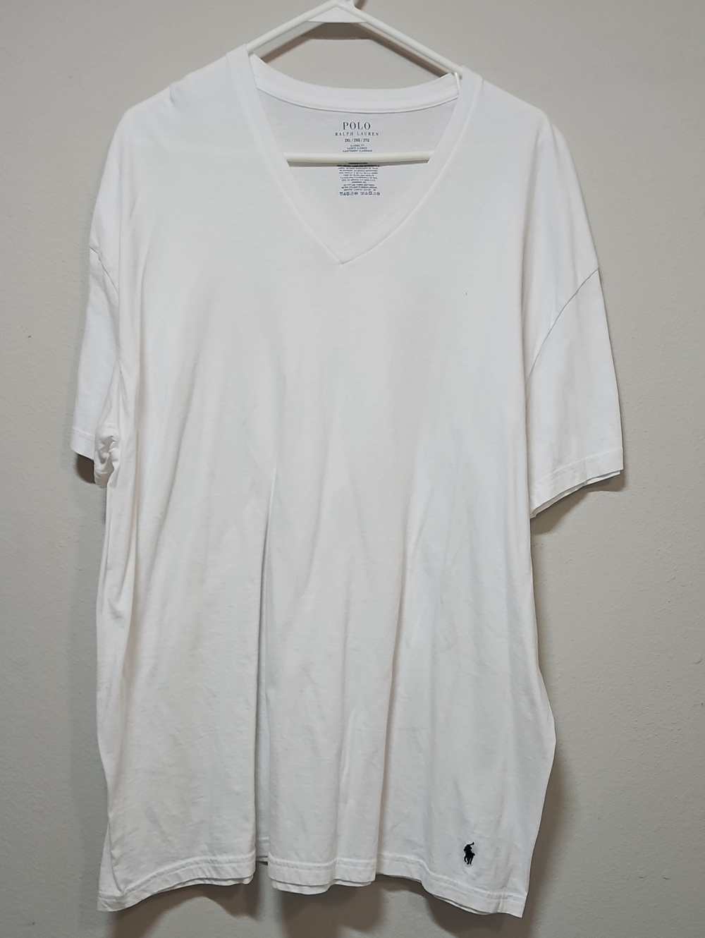Polo by Ralph Lauren XL Men’s White V-Neck Tee with Polo Logo